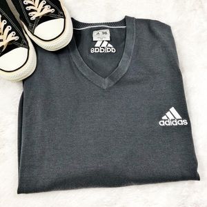 Adidas Gray V-Neck Lightweight Sweater Sz Medium